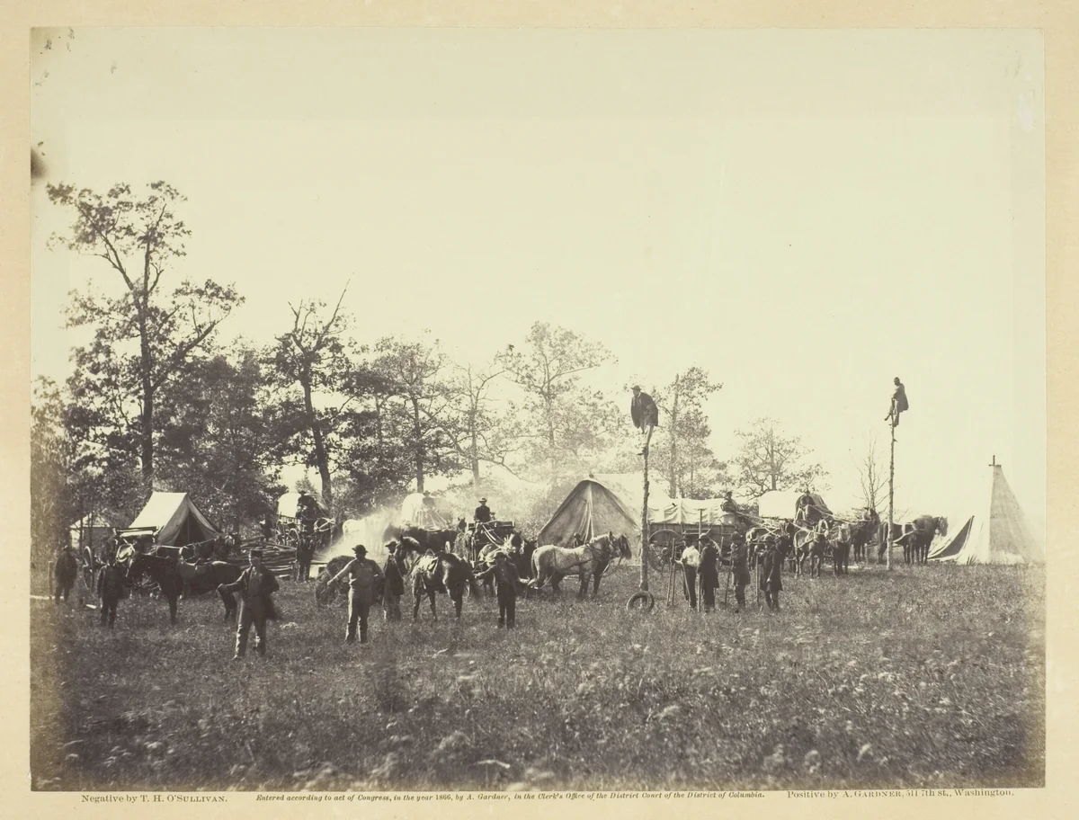U.S. Military Telegraph Construction Corps by Timothy O'Sullivan, photograph, 1864