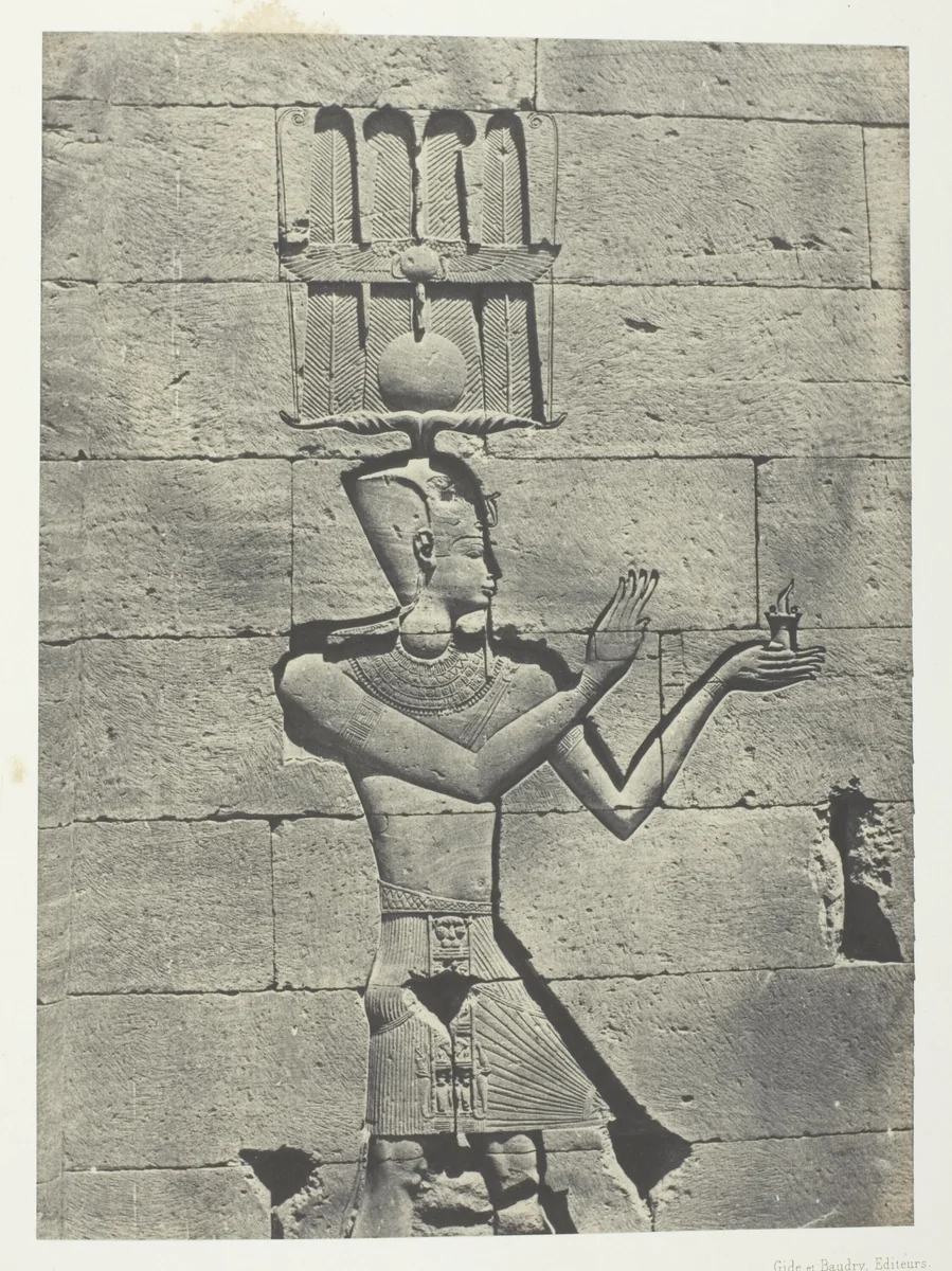 Kalabscheh, Sculptures De La Façade Postérieure Du Temple; Nubie, plate 91 from the album "Egypte, Nubie, Palestine et Syrie" (1852) by Maxime Du Camp, photograph, 1849-1851