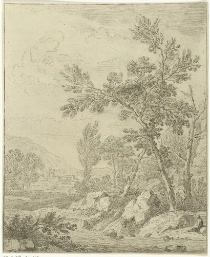 Landschap met beek by Cornelis van Noorde, print, 1767