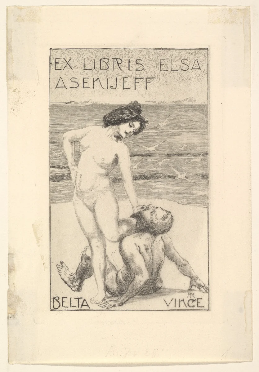 Ex Libris of Elsa Asenijeff by Max Klinger, print, 1870-1920