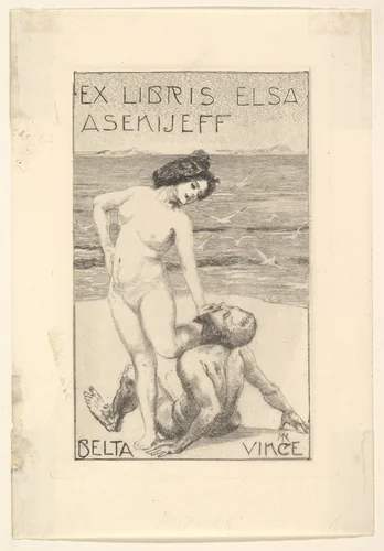 Ex Libris of Elsa Asenijeff by Max Klinger, print, 1870-1920