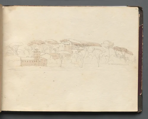 Album with Views of Rome and Surroundings, Landscape Studies, page 30a: Roman Panoramic View by Franz Nadorp, book, 1830-1870