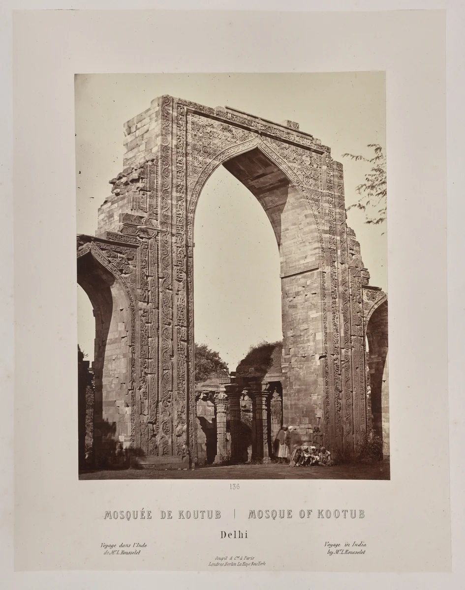 Mosque of Kootub, Delhi by Louis-Théophile Marie Rousselet, photograph, 1865-1870