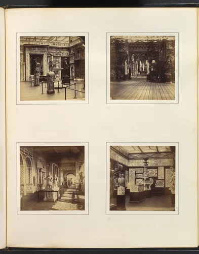 [Entryway of Renaissance Court; Medieval Vestibule; View of the Renaissance Court; Room of Classical Reliefs and Sarcophagi] by Philip Henry Delamotte, photograph, 1857-1861