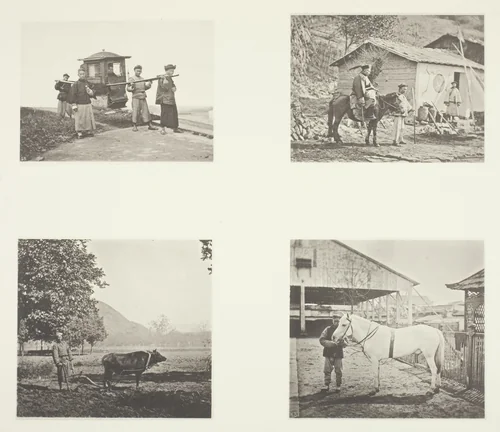 The Sedan; A Military Officer; The Plough; A North China Pony by John Thomson, photograph, 1863-1873