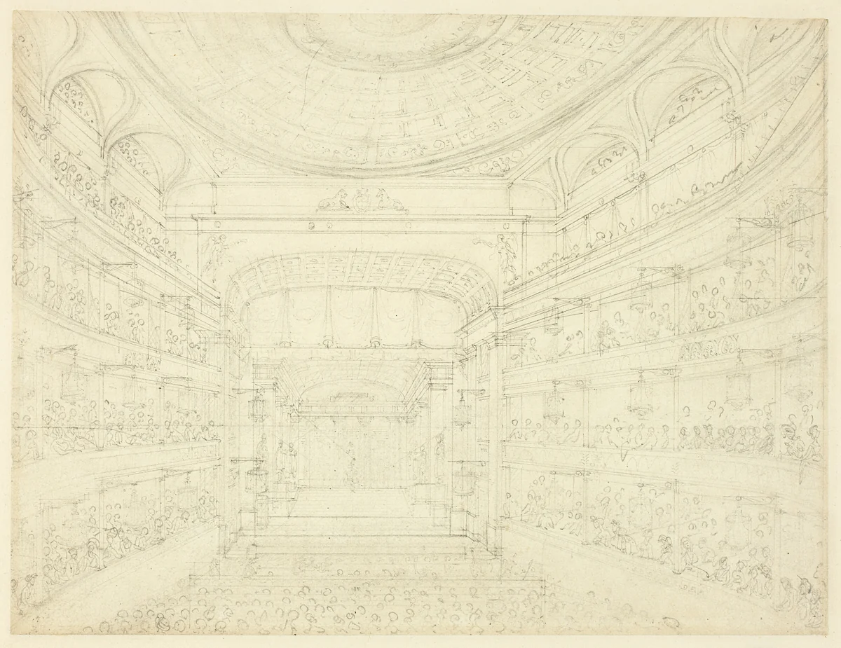 Study for New Covent Garden Theater, from Microcosm of London by Augustus Charles Pugin
Thomas Rowlandson, drawing, 1807-1810