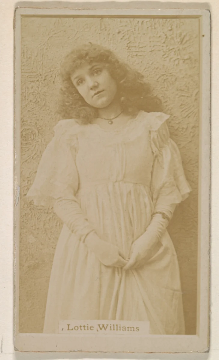 Lottie Williams, from the Actresses series (N245) issued by Kinney Brothers to promote Sweet Caporal Cigarettes by Kinney Brothers Tobacco Company, photograph, 1890