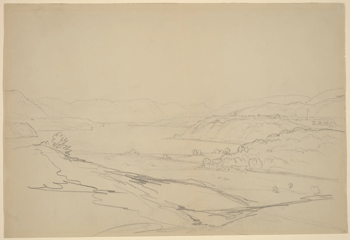 West Point from Storm King by John William Casilear, drawing, 1811-1893