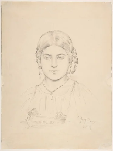 Bust of a Gypsy Girl by Jean-Auguste-Dominique Ingres, drawing, 1819