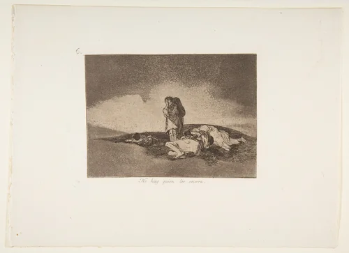 Plate 60 from "The Disasters of War" (Los Desastres de la Guerra): 'There is no one to help them' (No hay quien los socorra) by Goya, print, 1863