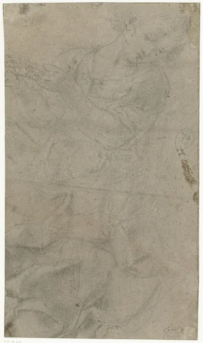 Studie van een zwevende engel by Domenichino, drawing, 1613-1623