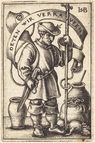 Peasant at Market by Sebald Beham, print, 1542