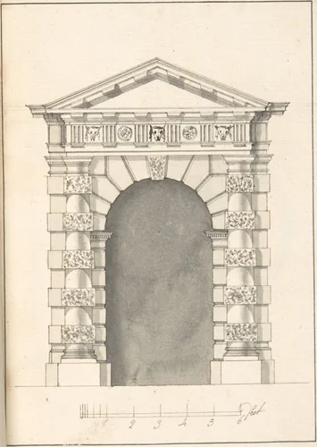 Elevation of Rustic Doric Doorway by Robert Morris, drawing, 1715-1754