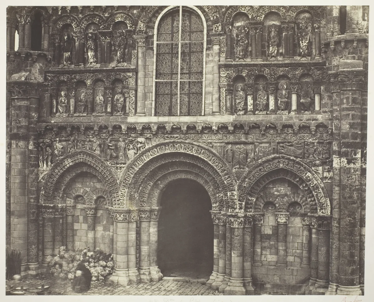 Notre Dame de Poitiers (Vienne), West Facade by Bisson Frères, photograph, 1854-1855