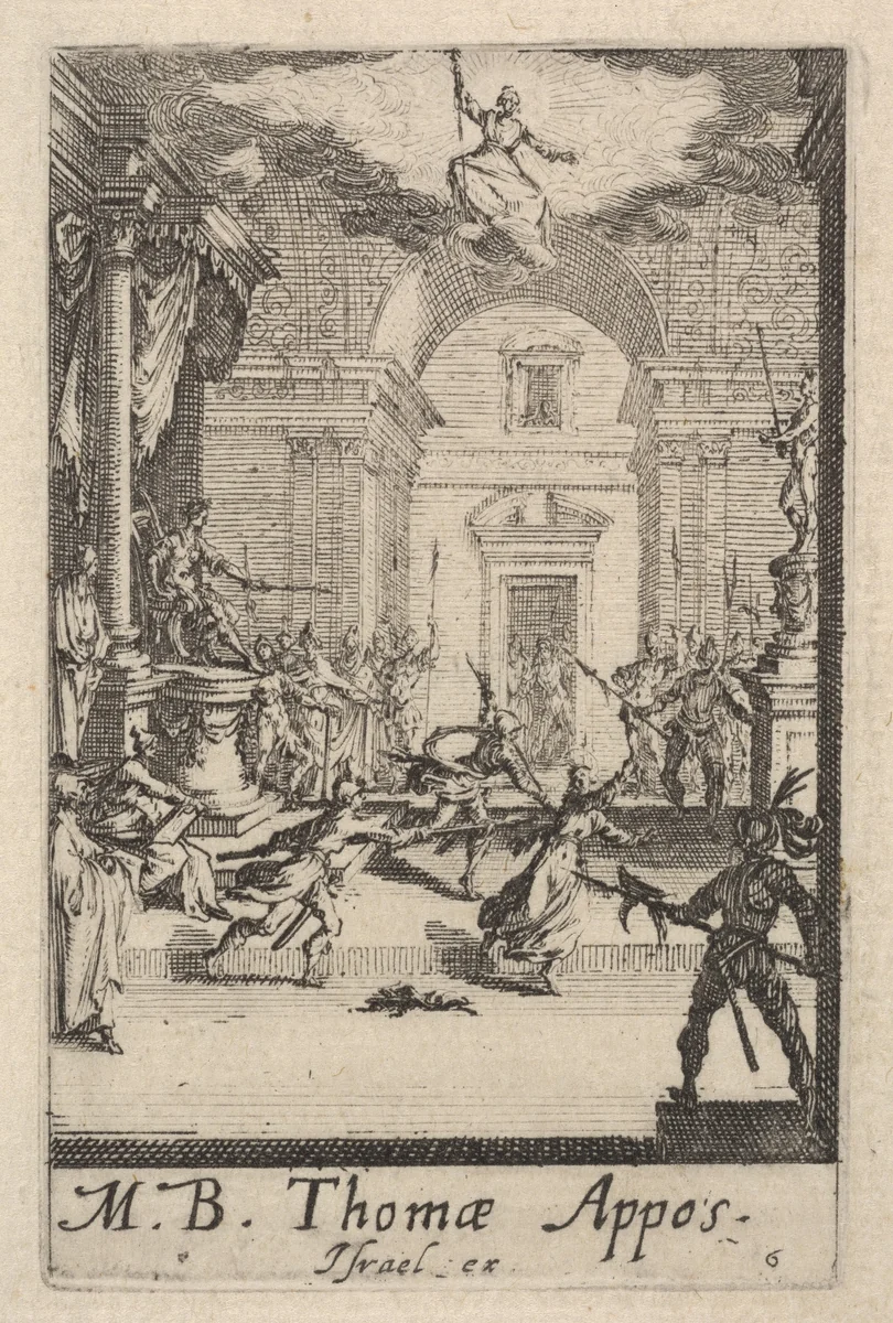 Martyrdom of Saint Thomas, from "The Little Apostles" (Les Petits Apôtres) by Jacques Callot, print, 1632