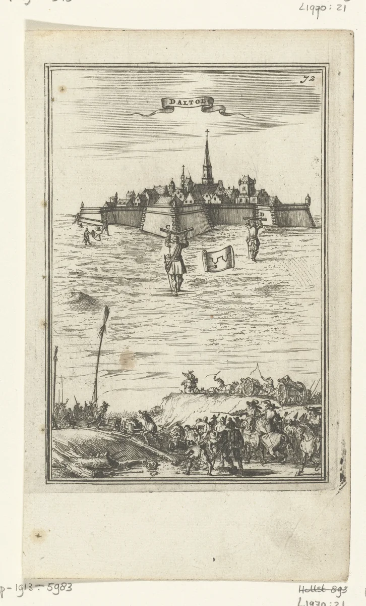 Illustratie voor 'Den Arbeid van Mars' van Allain Manesson Mallet by Romeyn de Hooghe, print, 1672