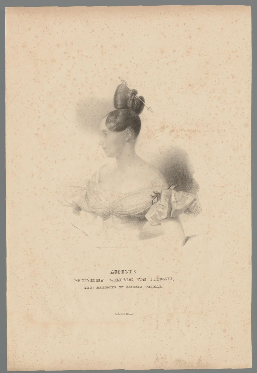 Portret van Augusta van Saksen-Weimar-Eisenach by anonymous, print, 1813-1837