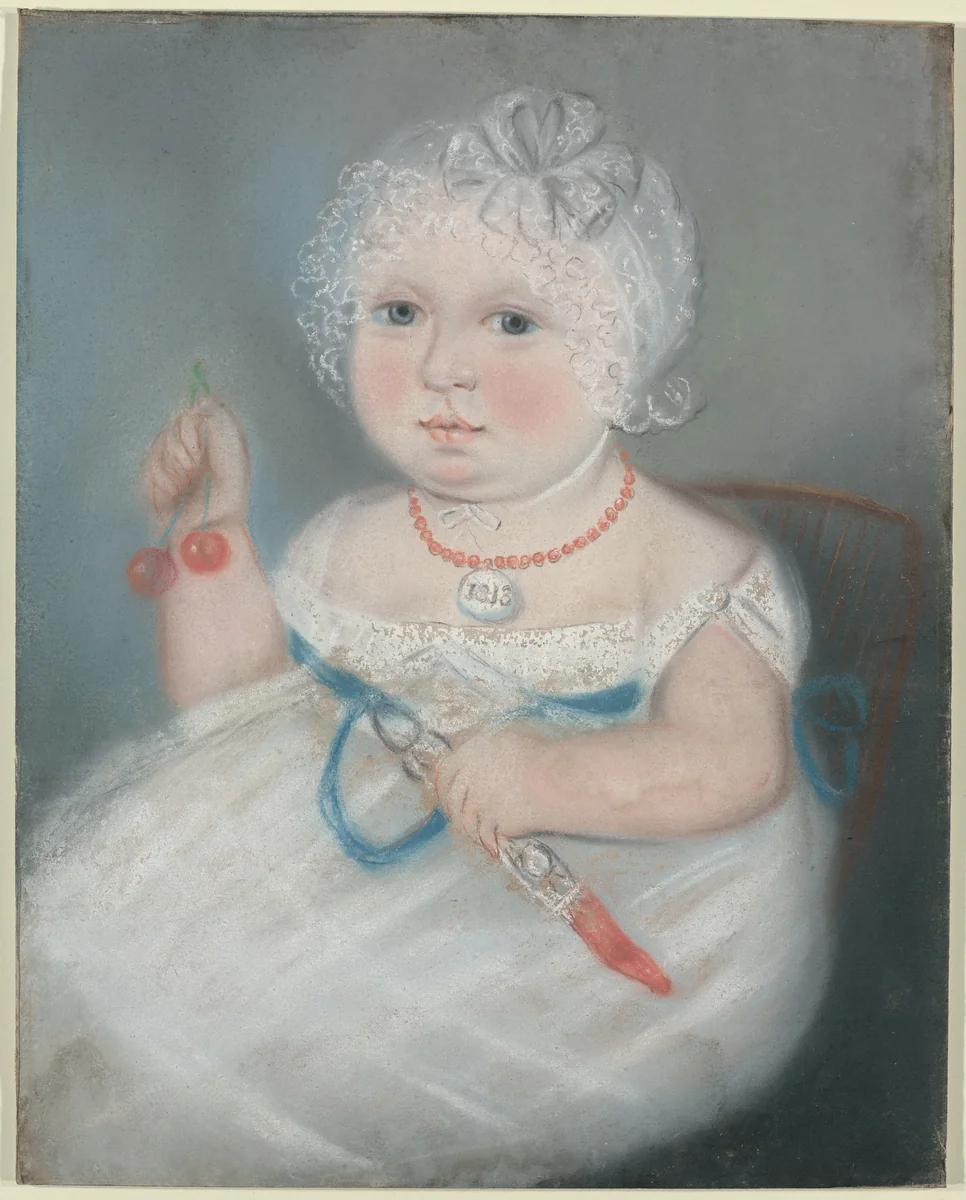Baby with Locket by American 19th Century, drawing, 1813