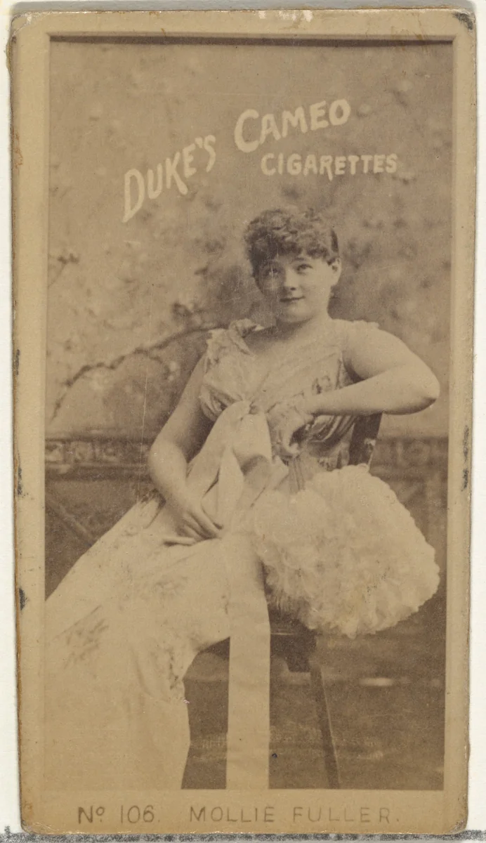 Card Number 107, Mollie Fuller, from the Actors and Actresses series (N145-4) issued by Duke Sons & Co. to promote Cameo Cigarettes by W. Duke, Sons & Co., photograph, 1880-1889