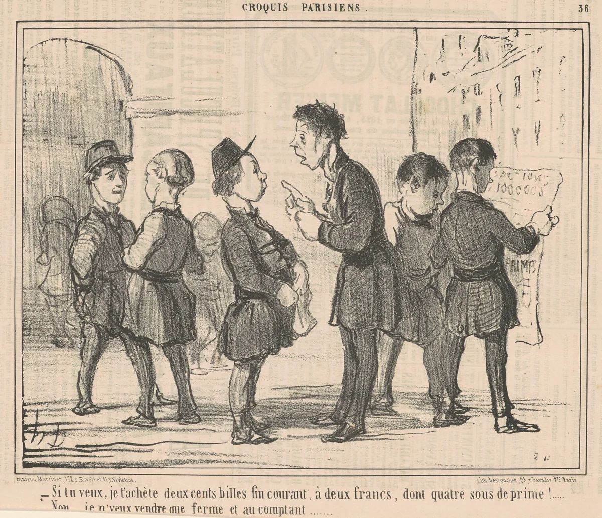 Si tu veux, je t'achète deux cents billes ... by Honoré Daumier, print, 1857