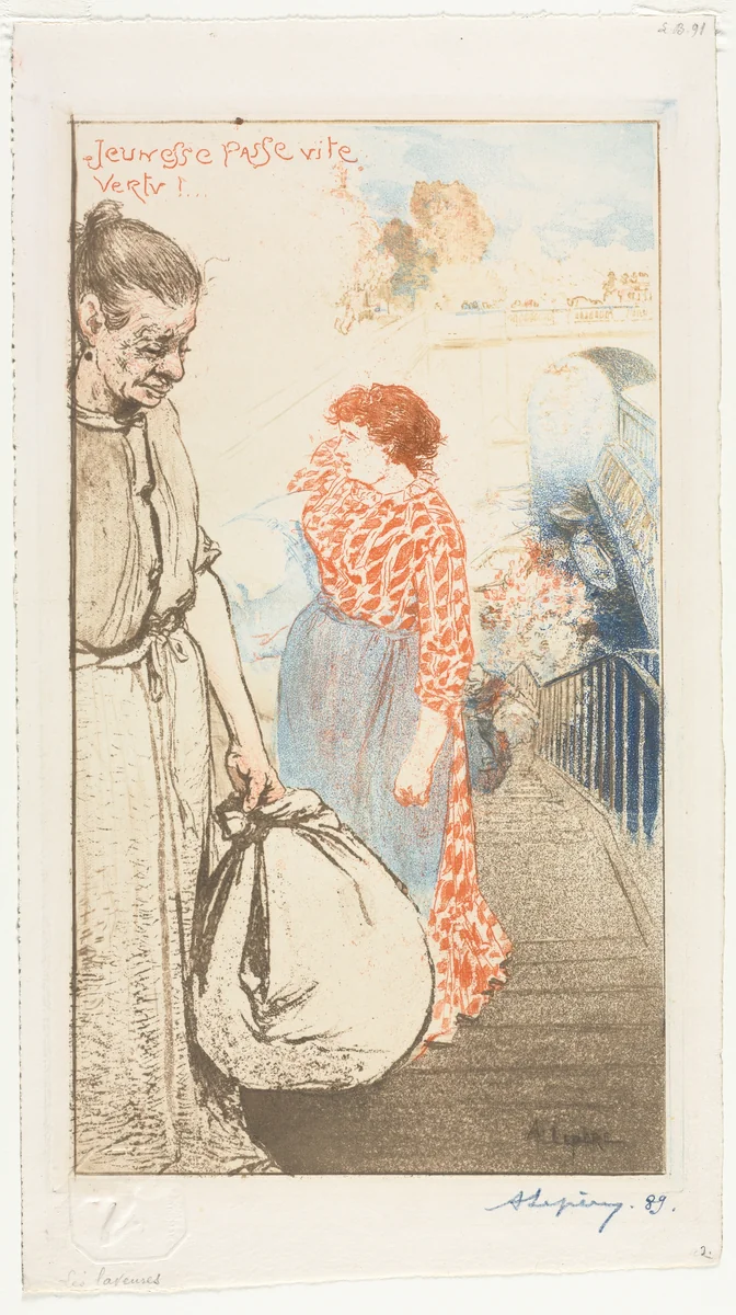 Washerwomen by Auguste Louis Lepère, print, 1893