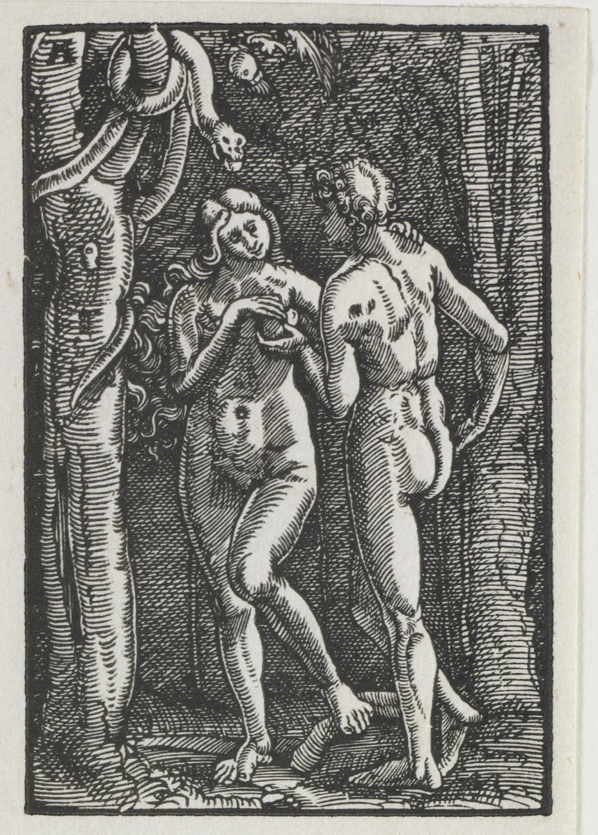 The Fall and Redemption of Man: Adam and Eve Eating the Forbidden Fruit by Albrecht Altdorfer, print, 1508-1518