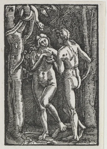 The Fall and Redemption of Man: Adam and Eve Eating the Forbidden Fruit by Albrecht Altdorfer, print, 1508-1518