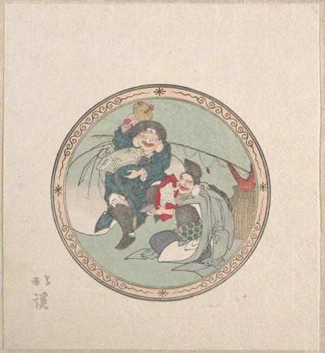 Ebisu and Daikoku; Two of the Seven Gods of Good Fortune by Totoya Hokkei (魚屋北渓), print, 1800-1850