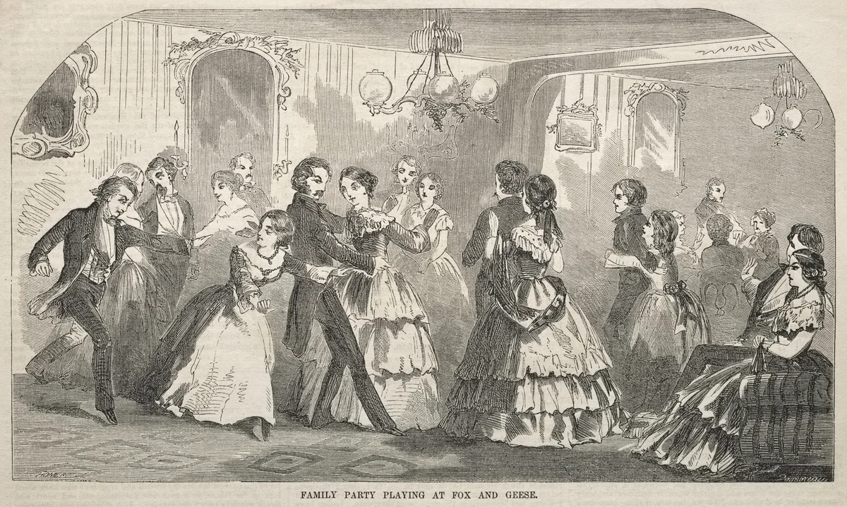Family Party Playing at Fox and Geese by Winslow Homer, print, 1857