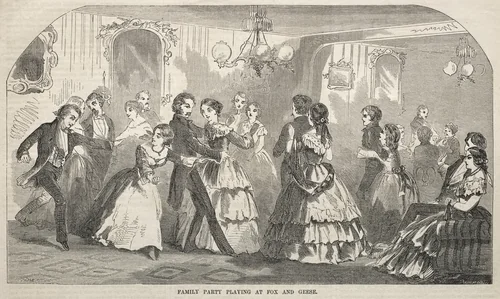 Family Party Playing at Fox and Geese by Winslow Homer, print, 1857