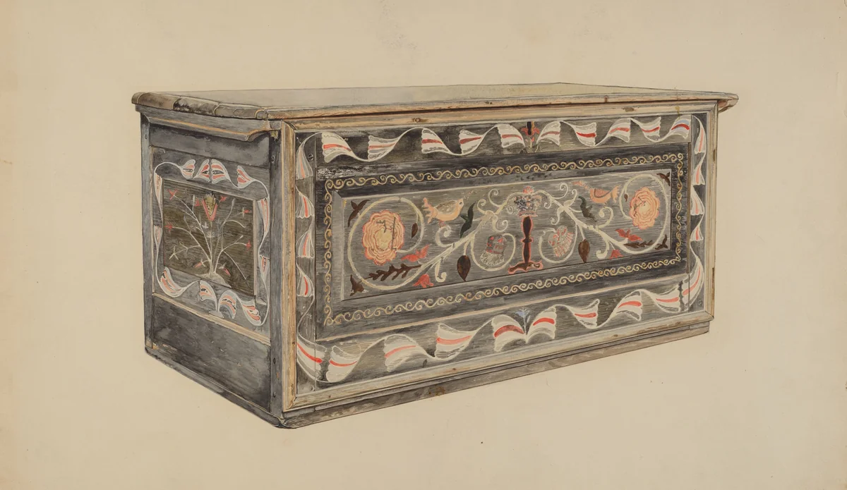 Painted Guilford Chest by Edward F. Engel, index of american design, 1935-1942