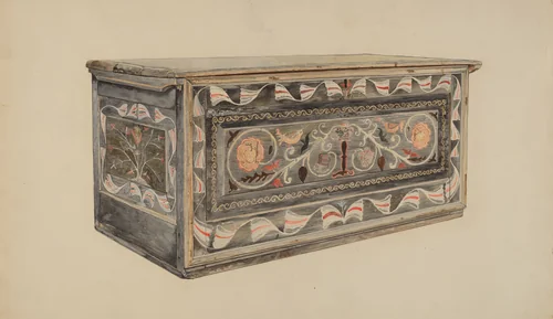 Painted Guilford Chest by Edward F. Engel, index of american design, 1935-1942
