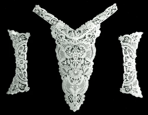 Dress Front and Pair of Cuffs by Belgium, Brussels, textile, 1890-1900