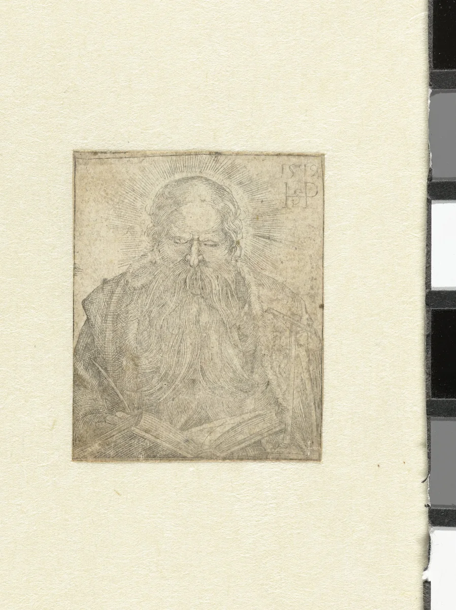 Heilige Hieronymus schrijvend in een boek by Unknown, print, 1519