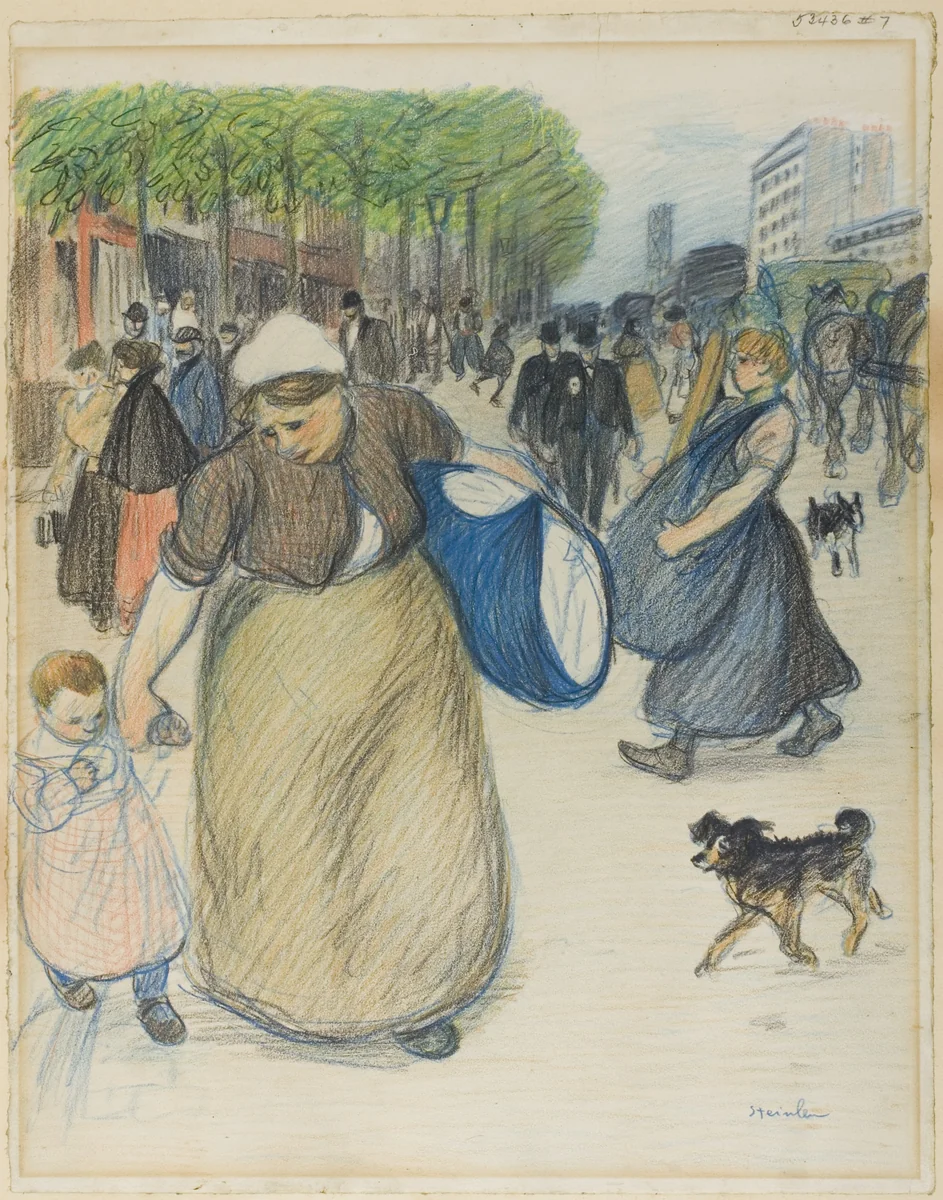 Street Scene by Théophile Alexandre Steinlen, drawing, 1879-1923