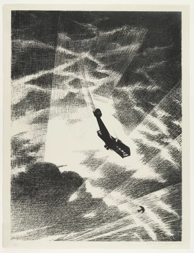 Swooping Down on a Taube, plate 6 from the series Building Aircraft by Christopher Richard Wynne Nevinson, print, 1917