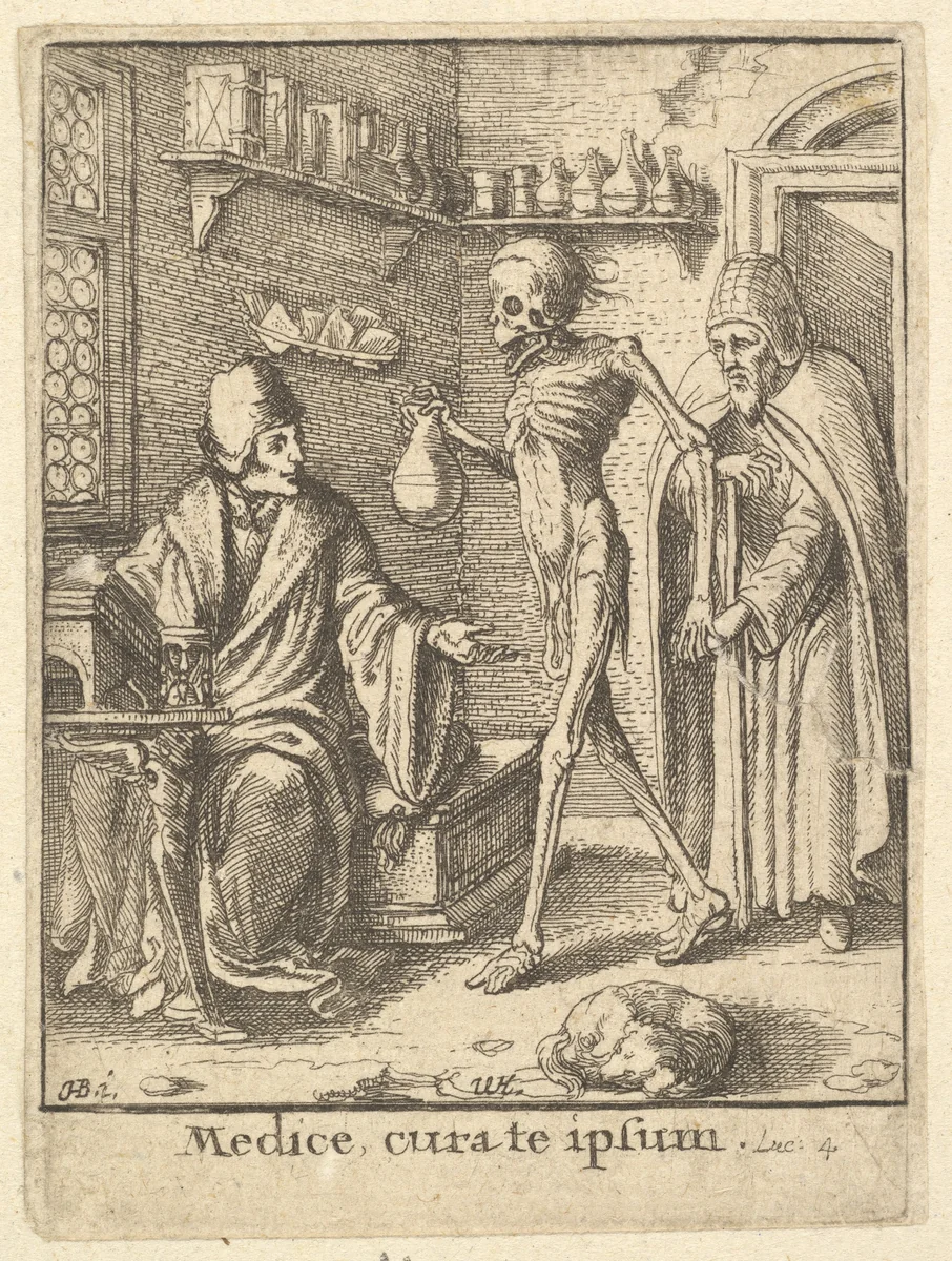 Doctor, from the Dance of Death by Wenceslaus Hollar, print, 1651-1800