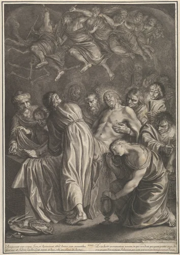 The Entombment, from The Passion of Christ, plate 23 by Grégoire Huret, print, 1664