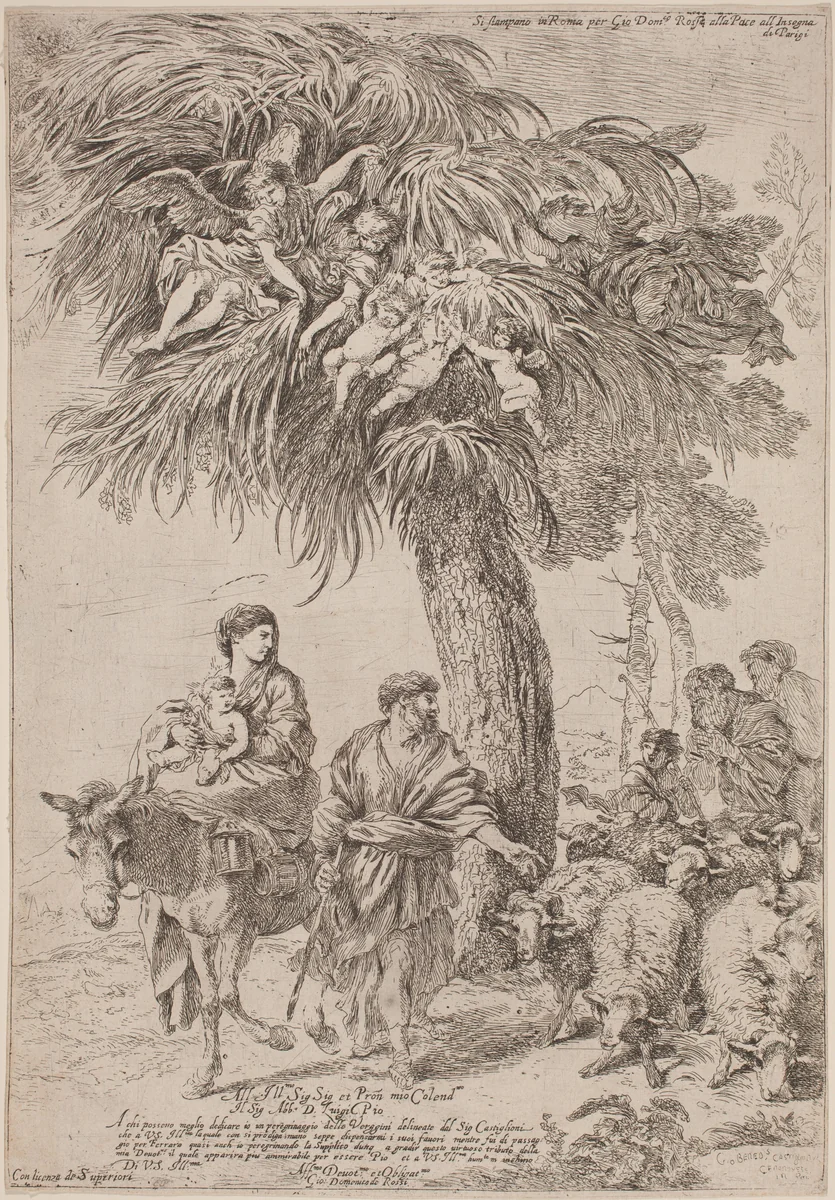 The Flight into Egypt by Giovanni Benedetto Castiglione, print, 1640-1645