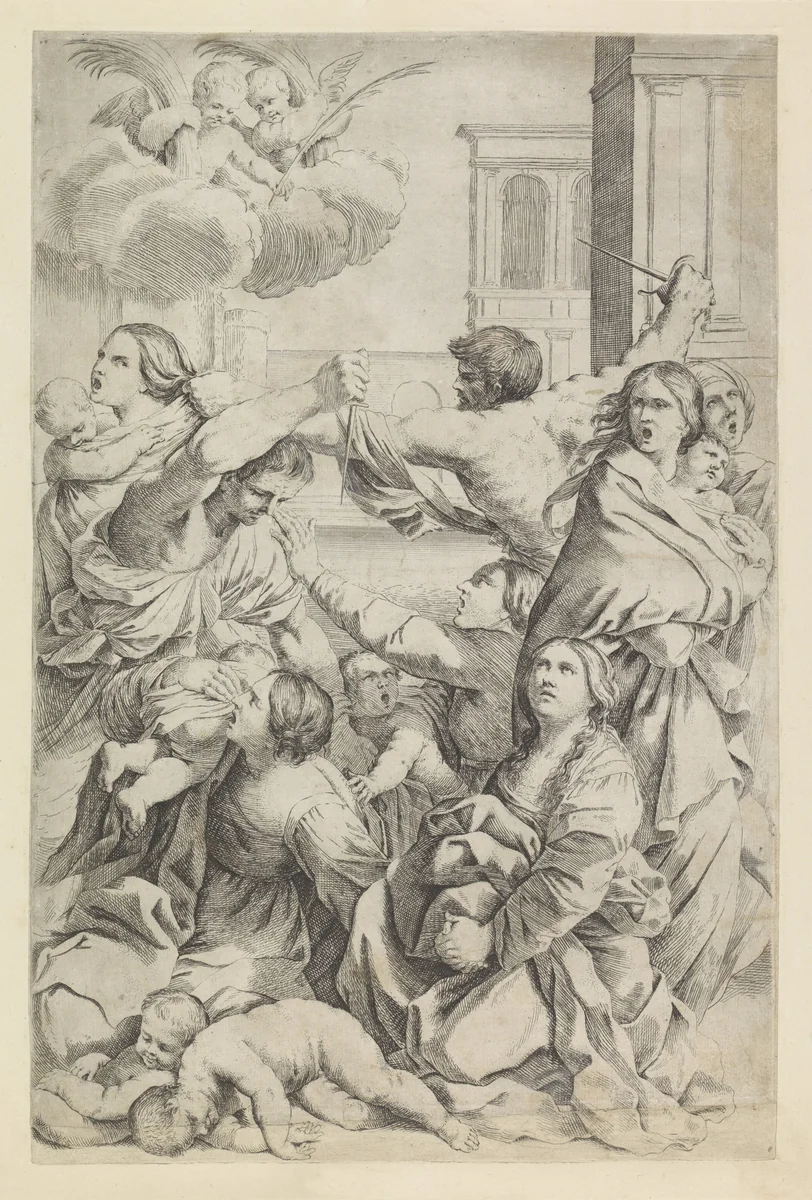 Kindermoord te Betlehem by Gian Battista Bolognini, print, 1621-1688
