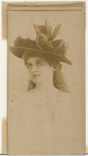 [Actress wearing hat with ornate ribbons], from the Actors and Actresses series (N145-8) issued by Duke Sons & Co. to promote Duke Cigarettes by W. Duke, Sons & Co., photograph, 1890-1895