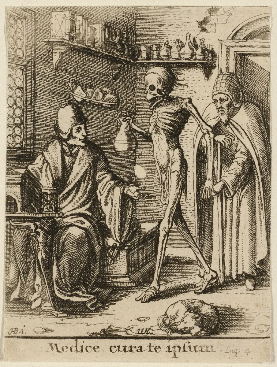 The Doctor and Death by Wenceslaus Hollar
Hans Holbein the younger, print, 1651