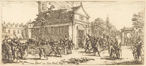 Pillaging a Monastery by Jacques Callot, print, 1633