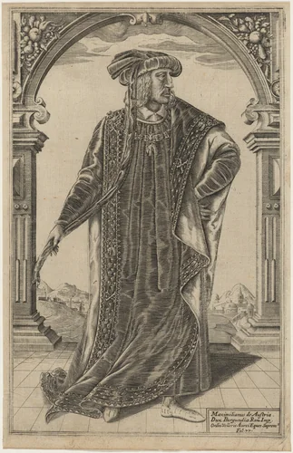 Maximilian I, Son of Emperor Frederick III by William Rogers, print, 1602
