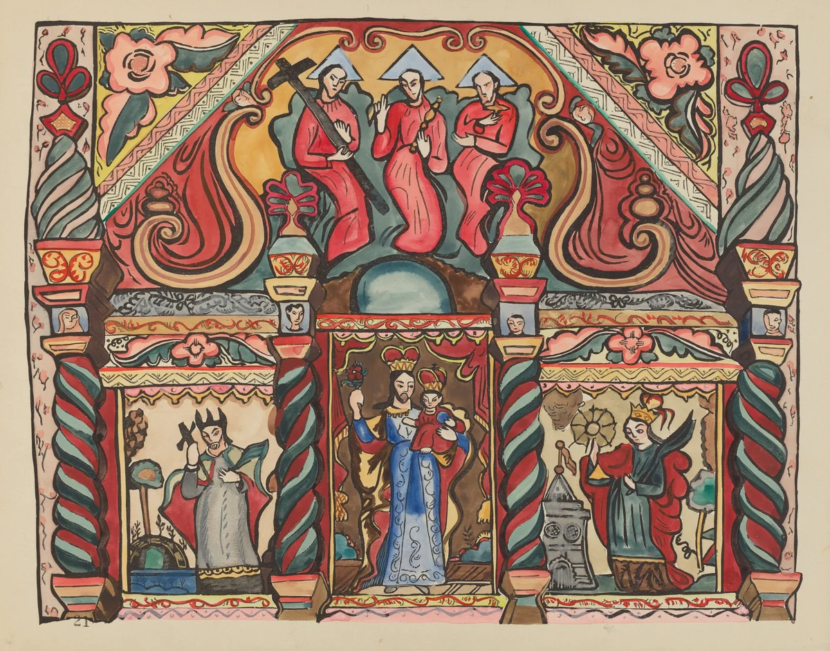 Plate 21: Main Altarpiece: From Portfolio "Spanish Colonial Designs of New Mexico" by American 20th Century, index of american design, 1935-1942