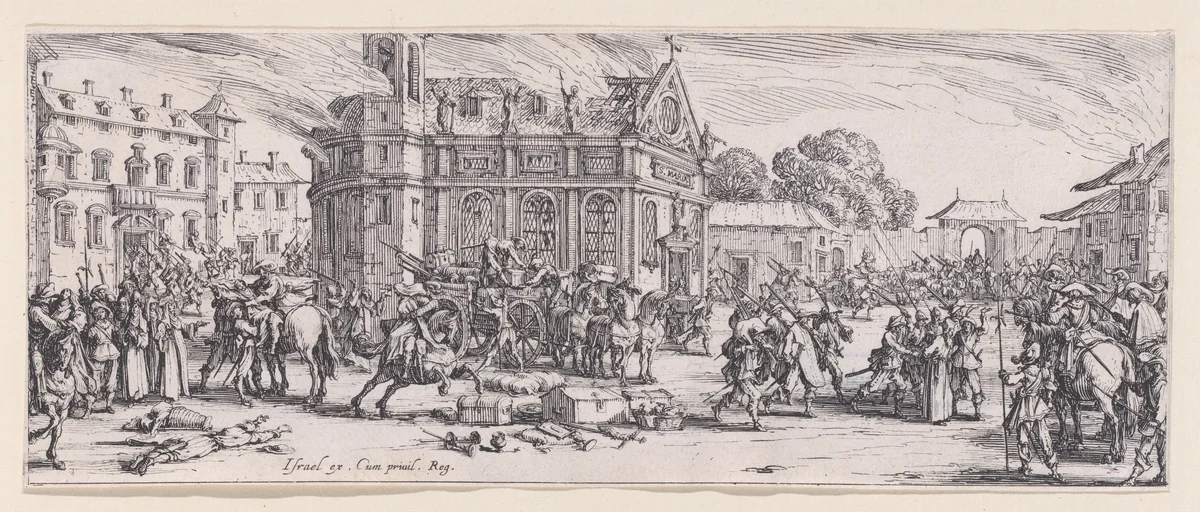 Dévastation d'un Monastère (Devastation of a Monastery), plate 6 from "Les Misères et les Mal-Heures de la Guerre" (The Miseries and Misfortunes of War) by Jacques Callot, print, 1633