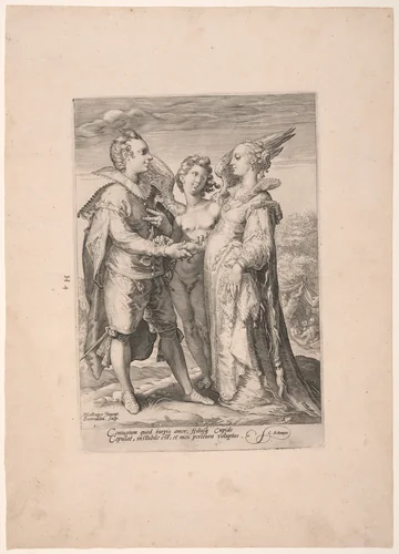 Marriage for Worldly Love, from Three Kinds of Marriages by Jan Saenredam, print, 1590-1600