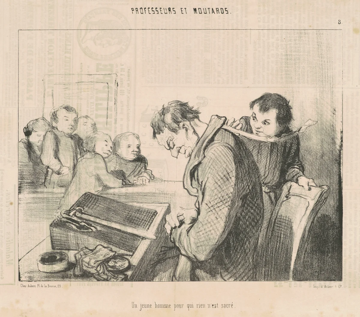 Un jeune homme pour qui rien n'est sacre by Honoré Daumier, print, 1846