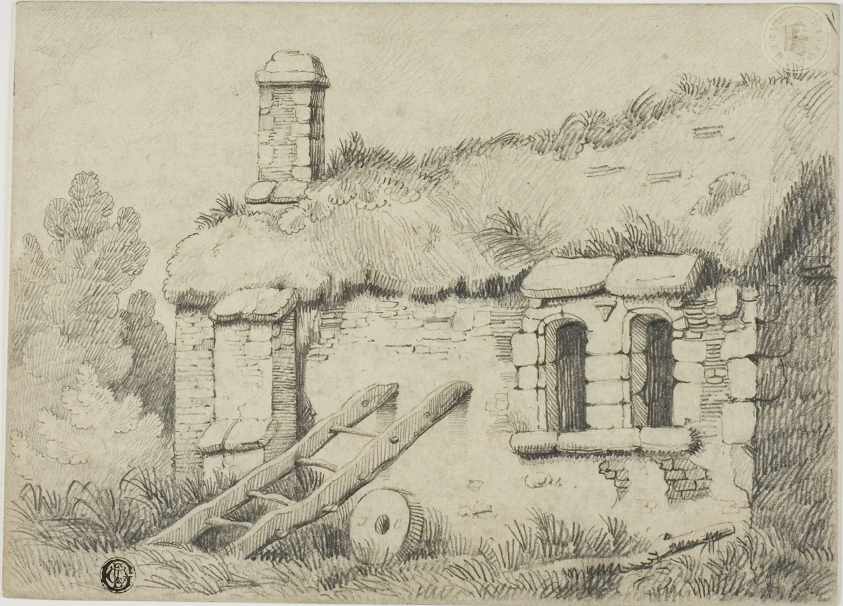 Thatched Cottage by Samuel Prout, drawing, 1803-1852