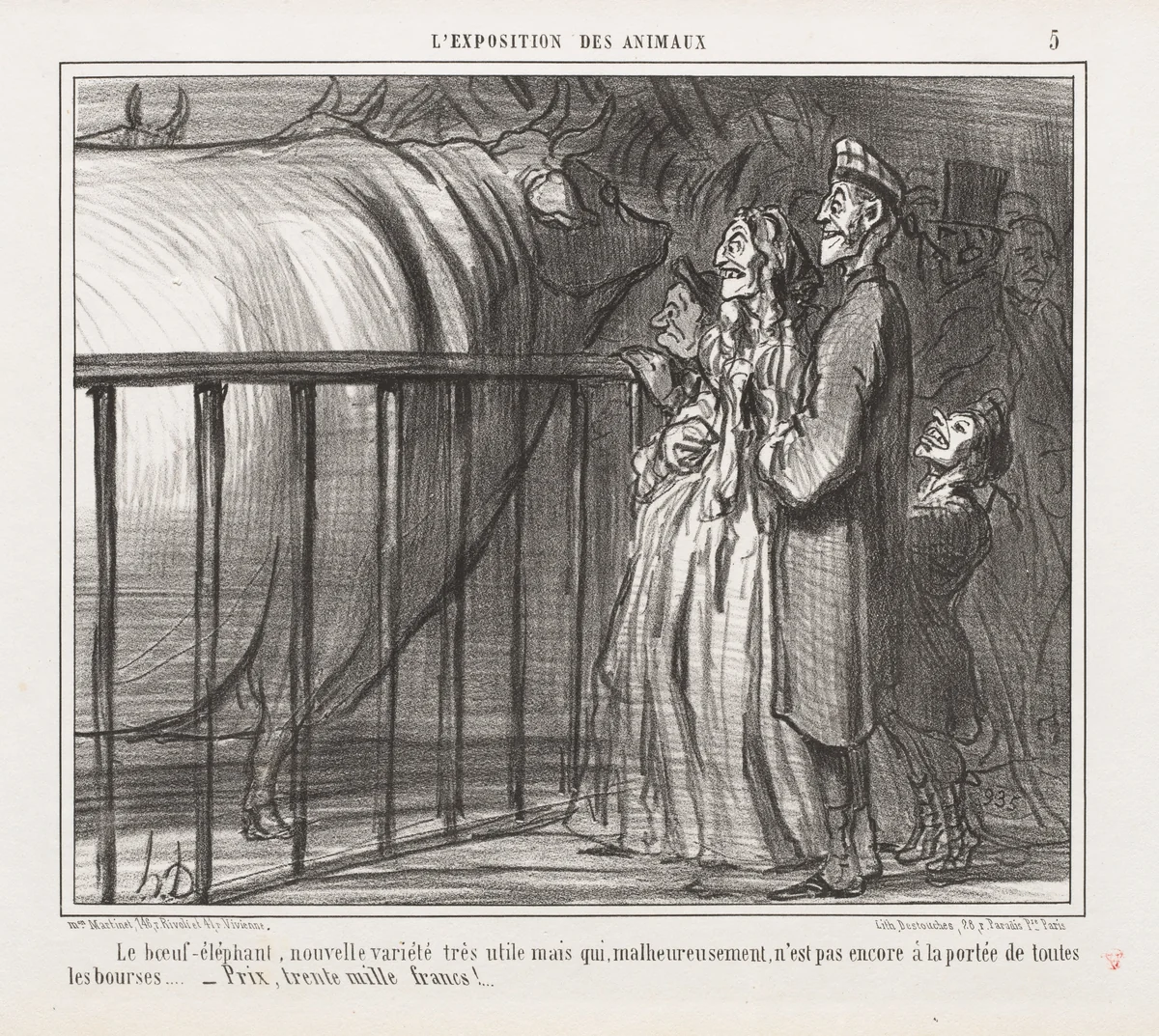 The ox-elephant, a new and very promising breed... by Honoré Daumier, print, 1856